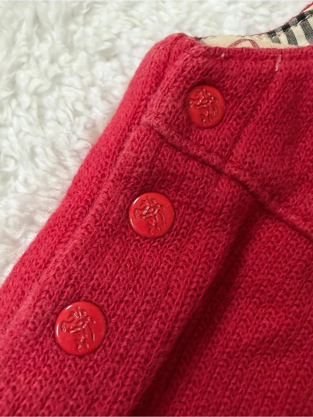 Burberry Baby Girl 12-18m Red Nova Check  Authentic Bear One Piece Rompers